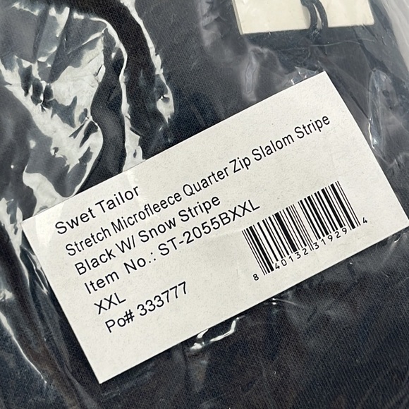 NEW Swet Tailor 1/4 Zip M, L, XXL Black White Stretch Microfleece Slalom Stripe - Picture 14 of 16